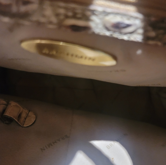 BRAHMIN Beige-Brown -Red Trim Croc Embossed MELBOURNE Shoulder Bag - Picture 7 of 8